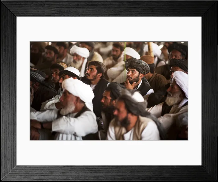 Framed Print : Afghan farmers at a shura lead by Nawa District governor Haji Abdul Manaf in the Helmand province Framed Print : Afghan farmers at a shura lead by Nawa District governor Haji Abdul Manaf in the Helmand province
