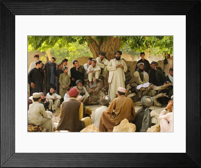 Framed Print : District chief Abdul Qayum center speaks to Afghan elders during a shura in Zabul province Afghanistan Framed Print : District chief Abdul Qayum center speaks to Afghan elders during a shura in Zabul province Afghanistan