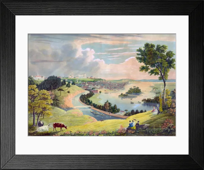 Framed Print : Richmond, Virginia, from the hill above the waterworks. 1834
