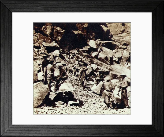 Framed Print : Chinese laborers among the mountain rocks near the opening of Summit Tunnel During the construction of the Central Pacific Railroad in California's Sierra Nevada Mountains Framed Print : Chinese laborers among the mountain rocks near the opening of Summit Tunnel During the construction of the Central Pacific Railroad in California's Sierra Nevada Mountains