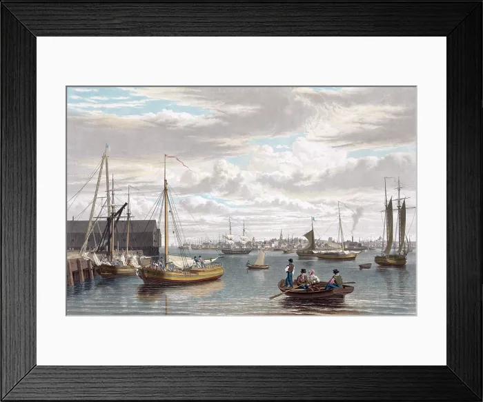 Framed Print : Boston, from the ship house, west end of the navy yard 1833