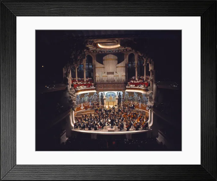 Framed Print : DOMENECH I MONTANER, Lluis (1850-1923). Palace of Catalan Music. 1905 - 1908. SPAIN. CATALONIA. Barcelona. Palace of Catalan Music. Stage with the orchestra. Modernism