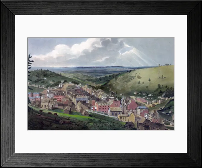 Framed Print : Pottsville, PA view from Sharp Mountain. 1833 Framed Print : Pottsville, PA view from Sharp Mountain. 1833
