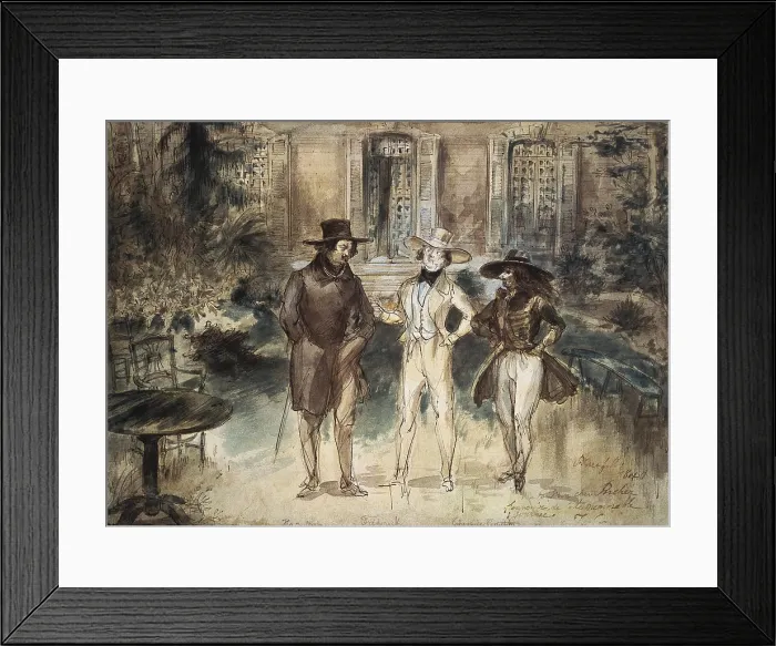 Framed Print : GRANDVILLE, Jean-Ignace-Isdore Gerard, called (1803-1847). Balzac, Lematre and Gautier. 1840