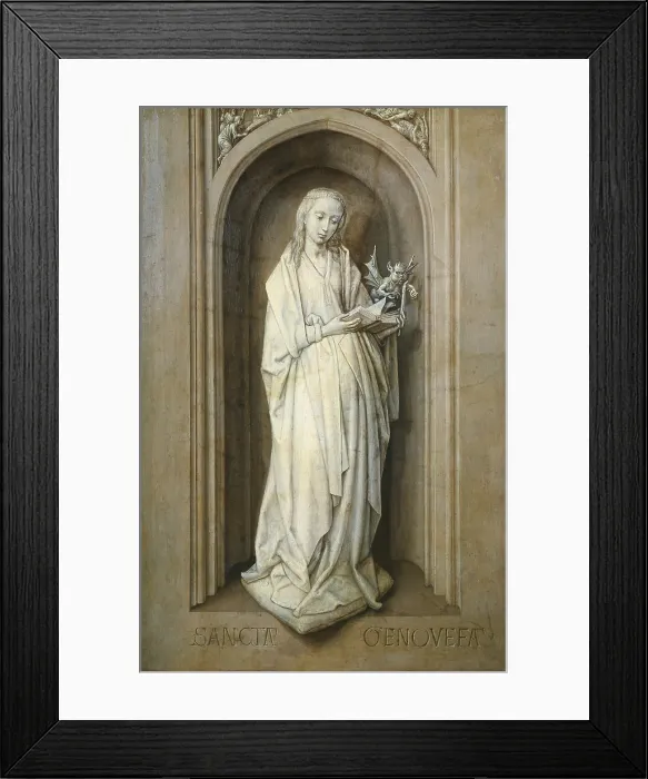 Framed Print : Goes, Hugo van der, also called 'Hugues de Gand' (1440-1482). Saint Genevive. ca. 1467-1482. Flemish art. Oil on wood. AUSTRIA. Vienna