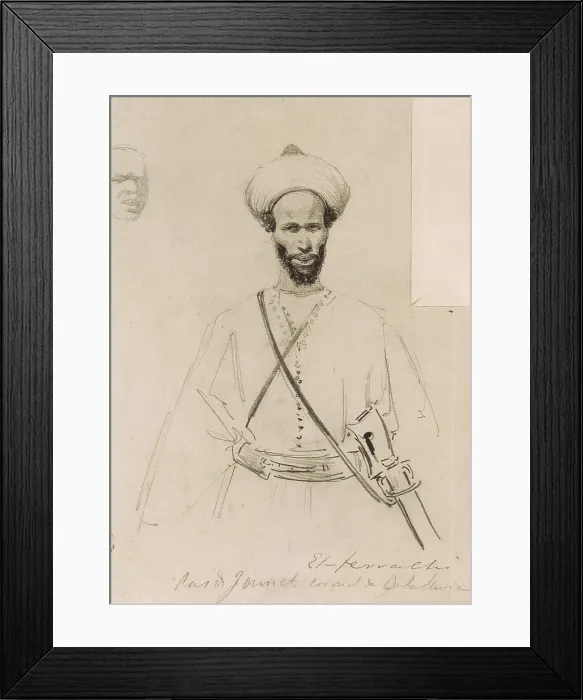 Framed Print : FORTUNY I MARSAL, Mariano (1838-1874). El-Ferrachi Caid Jainet, colonel of cavalry. 1859 - 1860. Sketches of the War of Africa. Romanticism. Drawing. SPAIN. Reus Framed Print : FORTUNY I MARSAL, Mariano (1838-1874). El-Ferrachi Caid Jainet, colonel of cavalry. 1859 - 1860. Sketches of the War of Africa. Romanticism. Drawing. SPAIN. Reus