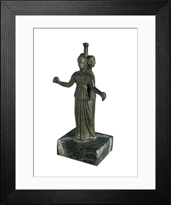Framed Print : Triple form of Hecate around a column. Ancient Greek mythology goddess from Asia Minor and Thrace