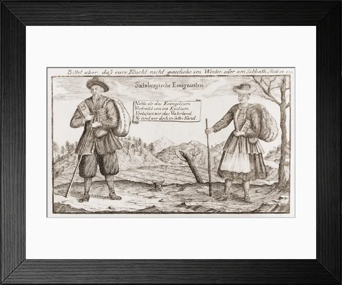 Framed Print : Lutheran religious refugees, fleeing Salzburg, Austria