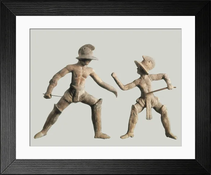 Framed Print : Gladiators. Roman art. Terra-cotta. ITALY. Taranto. Taranto Archaelogical National Museum. - Iberfoto / Everett Collection (571414)**US SALES ONLY**
