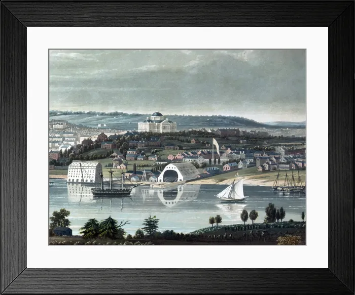 Framed Print : Washington, D.C. the United States Capitol from beyond the Navy Yard. 1833