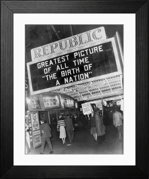 Framed Print : NAACP members picketing outside the Republic Theatre, New York City, in 1947 to protest the screening of the old silent movie, BIRTH OF A NATION, 1915 Framed Print : NAACP members picketing outside the Republic Theatre, New York City, in 1947 to protest the screening of the old silent movie, BIRTH OF A NATION, 1915