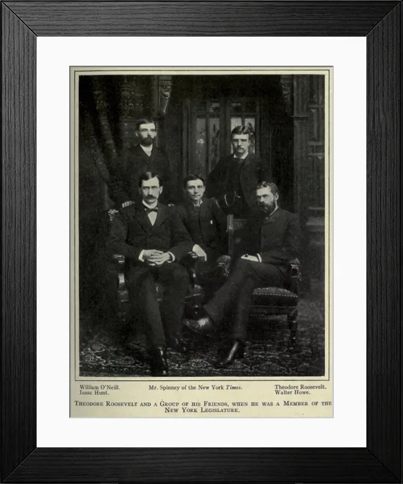 Framed Print : Theodore Roosevelt upper right and a group of his friends when he was a member of the New York legislature from 1882-84