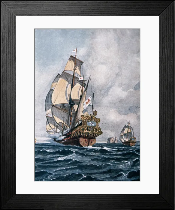 Framed Print : Galleon (16th c.). Engraving. - Iberfoto / Everett Collection (377550)**US SALES ONLY** Framed Print : Galleon (16th c.). Engraving. - Iberfoto / Everett Collection (377550)**US SALES ONLY**