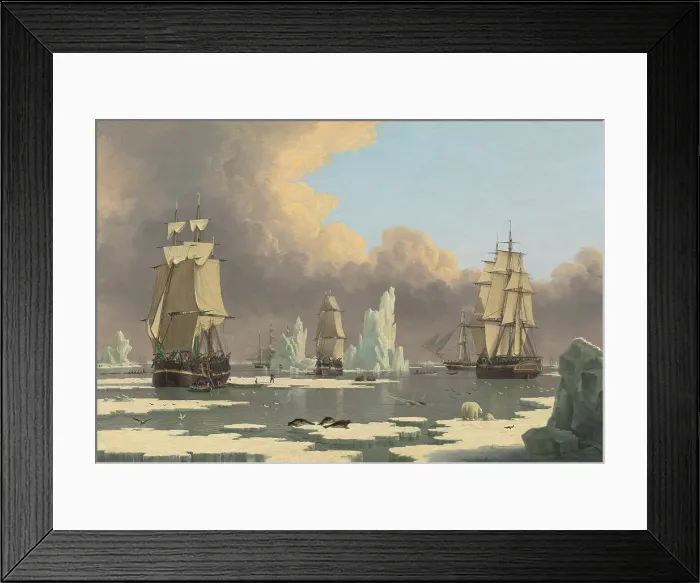 Framed Print : The Northern Whale Fishery: The Swan and Isabella, by John Ward of Hull, 1872, British oil painting Framed Print : The Northern Whale Fishery: The Swan and Isabella, by John Ward of Hull, 1872, British oil painting