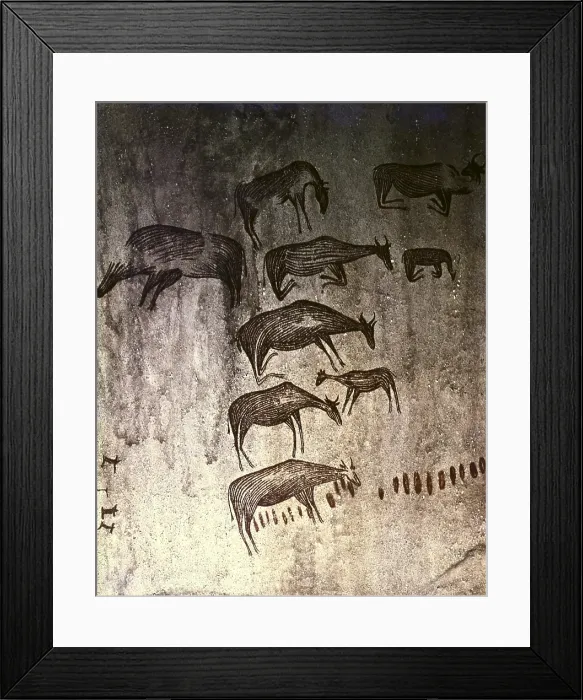 Framed Print : TANZANIA. Kondoa Irangi. Animals grazing. Koro rock paintings. Upper Paleolithic. Cave. - BeBa / Iberfoto / Everett Collection (292956)**US SALES ONLY**