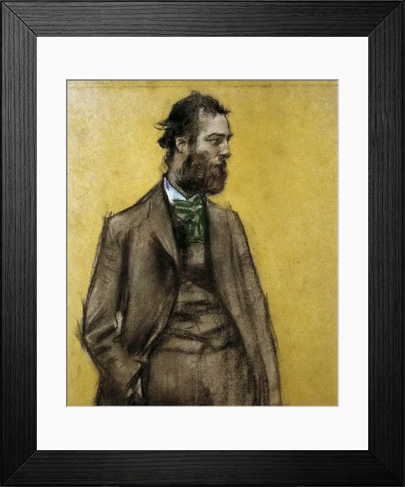 Framed Print : CASAS i CARBO, Ramon (1866-1932). Portrait of Ramon Pichot. ca. 1897-1900. Detail. Charcoal, conte crayon, pastel and watercolour on Ingres paper. Modernism. Drawing. SPAIN