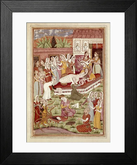 Framed Print : Shahnameh. The Book of Kings. 16th c. The Birth of Rostam by Caesarean. Gouache on paper. F01v. Hindu art. ; Persian art. Safavid period. Miniature Painting. FRANCE. Chantilly