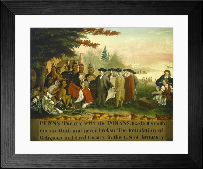 Framed Print : Penn's Treaty with the Indians, by Edward Hicks, 1840-44, American painting, oil on canvas