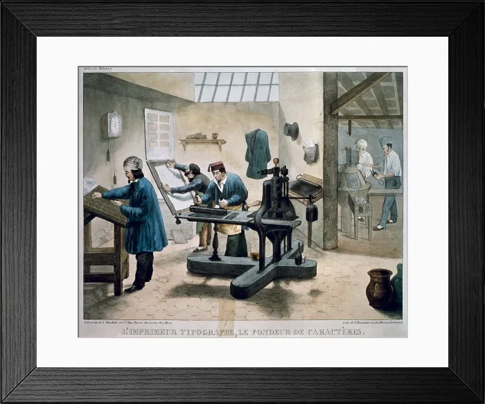Framed Print : Printing press. Typograph and character printer. Litography. FRANCE. Paris. Musee Carnavalet (Carnavalet Museum). - BeBa / Iberfoto / Everett Collection (378748)**US SALES ONLY** Framed Print : Printing press. Typograph and character printer. Litography. FRANCE. Paris. Musee Carnavalet (Carnavalet Museum). - BeBa / Iberfoto / Everett Collection (378748)**US SALES ONLY**