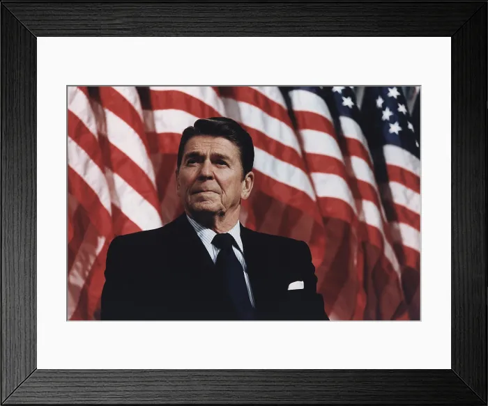 Framed Print : President Reagan speaking at a rally for Senator Durenberger in Bloomington Minnesota. February 8 1982. PO-USP-Reagan_NA-12-0063M