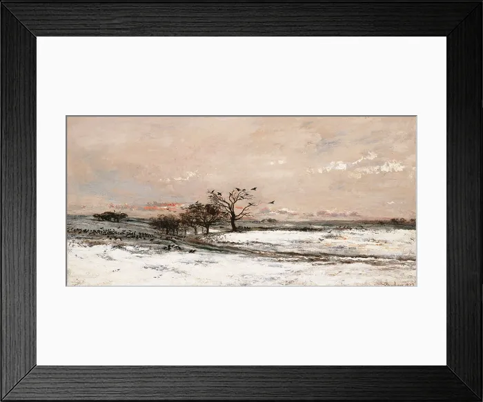 Framed Print : Snow, by Daubigny Charles-Franois, 1873, 19th Century, oil on canvas, cm 90 x 120 - France, Ile de France, Paris, Muse dOrsay, RF1989-30. All