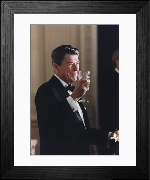 Framed Print : President Reagan toasting at a state dinner for Australian Prime Minister Malcolm Fraser. June 20 1981. PO-USP-Reagan_NA-12-0068M