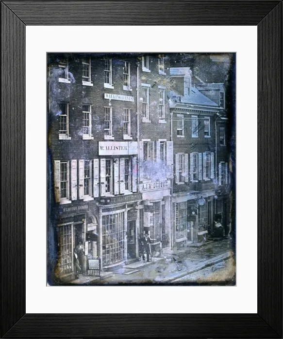 Framed Print : Daguerreotype of No. 46 to No. 52, Chestnut Street, Philadelphia, Pennsylvania 1843 Framed Print : Daguerreotype of No. 46 to No. 52, Chestnut Street, Philadelphia, Pennsylvania 1843