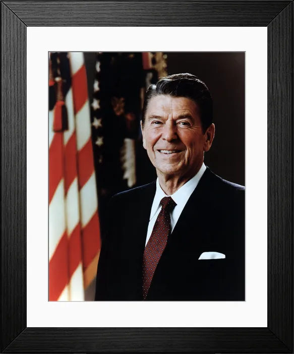 Framed Print : Official portrait of President Reagan taken on February 7 1981. PO-USP-Reagan_NA-12-0060M