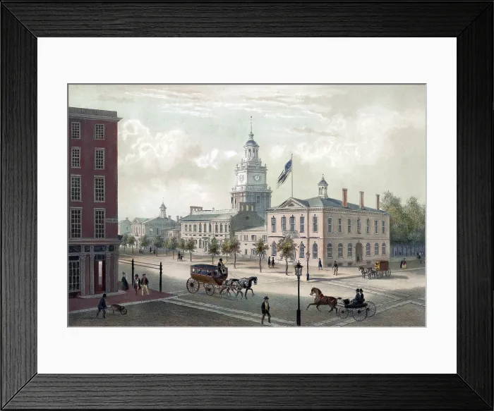 Framed Print : Philadelphia. A view of Independence Hall, Philadelphia. By Augustus Kollner 1848