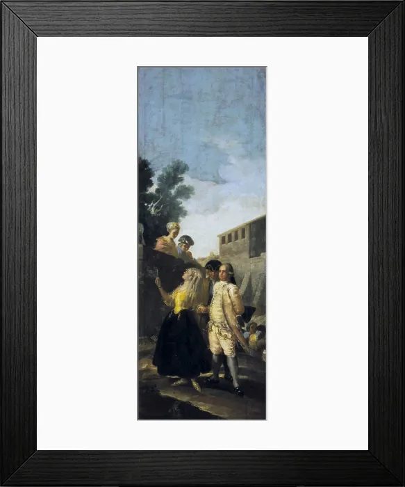 Framed Print : GOYA Y LUCIENTES, Francisco de (1746-1828). The Officer and the Lady. 1779. Painted for the Princes Bedroom at El Pardo. Also known as 'The Walk'. Oil on canvas