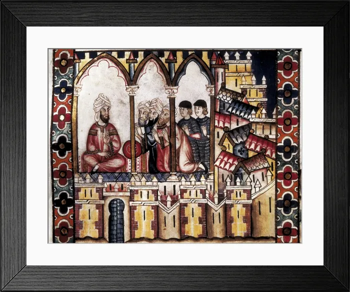 Framed Print : Alfonso X, called 'The Wise' (1221-1284). Cantigas de Santa Maria (Virgin Mary Songs). 13th c. Illustration of the cantiga (song) 181 depicting the Muslim Court