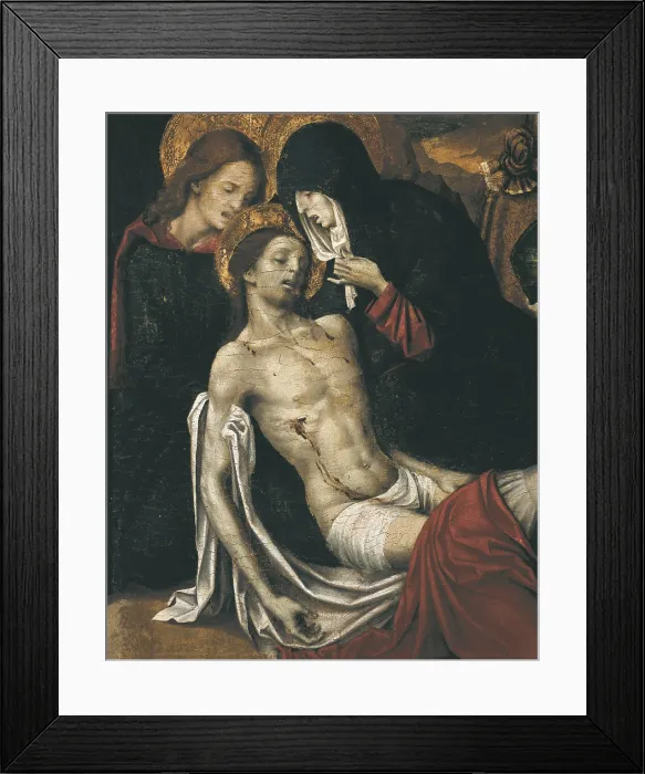 Framed Print : CAVARO, Pietro (?-1538). Descent. beg. 16th c. Detail. Renaissance art. Oil. ITALY. Cagliari. National Picture Gallery