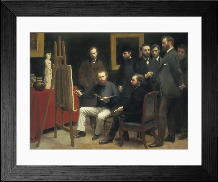 Framed Print : FANTIN-LATOUR, Henri-Theodore (1836-1904). Studio at Batignolles. 1870. Painter link between the Romanticism and the modern painting
