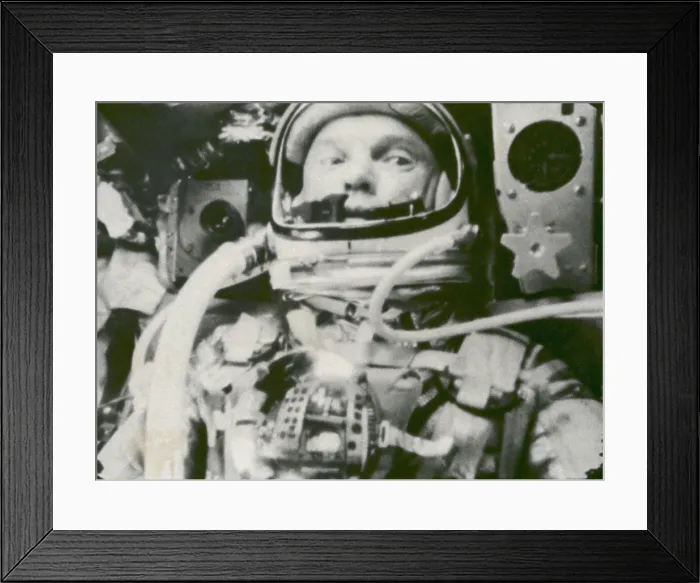 Framed Print : Astronaut John Glenn in earth orbit. Glenn orbited the earth three times. Feb. 20, 1962