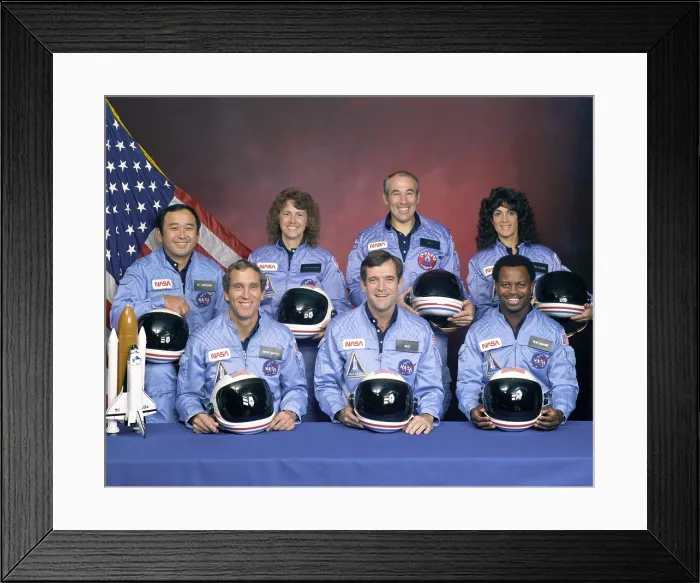 Framed Print : Crew portrait of the Challenger astronauts who died when the shuttle exploded during launch on Jan. 28, 1986