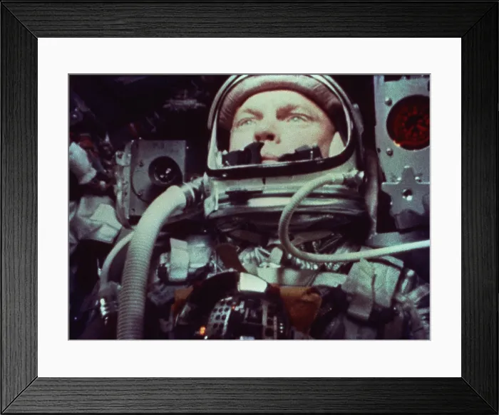 Framed Print : Astronaut John Glenn in earth orbit. Feb. 20, 1962. He is using a photometer to view the sun during sunset. Feb. 20, 1962 Framed Print : Astronaut John Glenn in earth orbit. Feb. 20, 1962. He is using a photometer to view the sun during sunset. Feb. 20, 1962