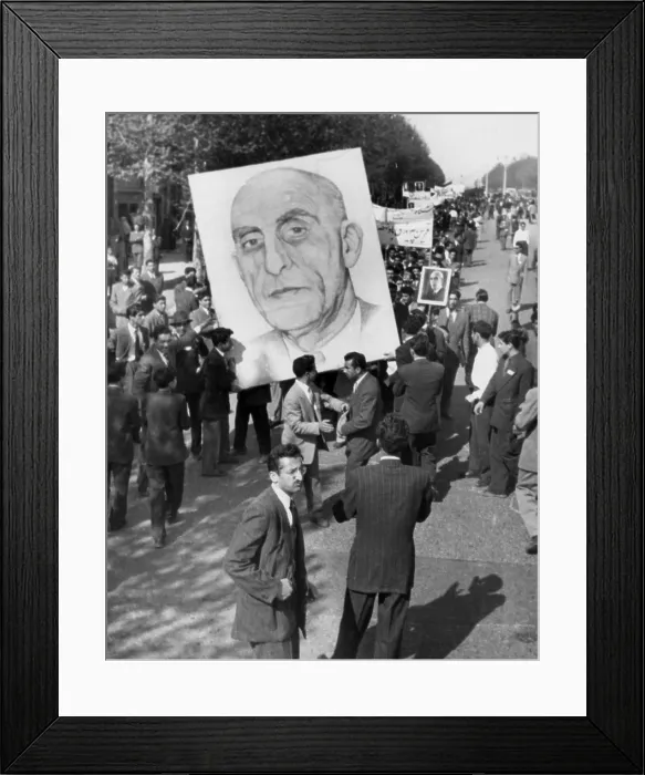 Framed Print : Iranians, demonstrating in favor of the nationalist Premier Mohammed Mossadegh, in 1953 Framed Print : Iranians, demonstrating in favor of the nationalist Premier Mohammed Mossadegh, in 1953