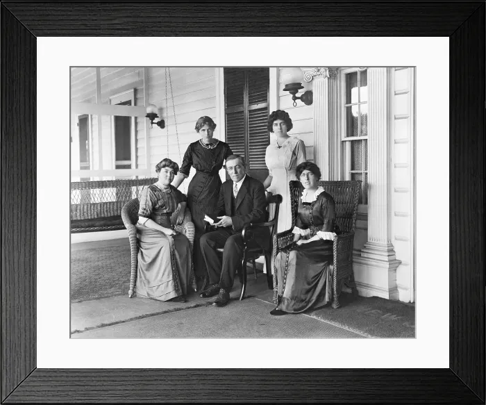 Framed Print : Woodrow Wilson with his first wife Ellen Louise Axson 1860-1914 and his three daughters L to R Jessie Eleanor Framed Print : Woodrow Wilson with his first wife Ellen Louise Axson 1860-1914 and his three daughters L to R Jessie Eleanor
