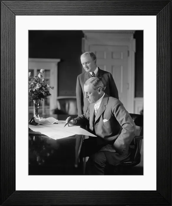 Framed Print : President Woodrow will with his private secretary Joseph Patrick Tumulty 1870-1954. Tumulty wrote a memoir WOODROW WILSON AS I KNEW HIM in 1921. Photo Ca. 1915