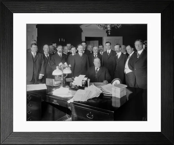 Framed Print : President William H. Taft in the Oval Office signing the Arizona Statehood Bill admitting the 48th state on February 14 1912 Framed Print : President William H. Taft in the Oval Office signing the Arizona Statehood Bill admitting the 48th state on February 14 1912