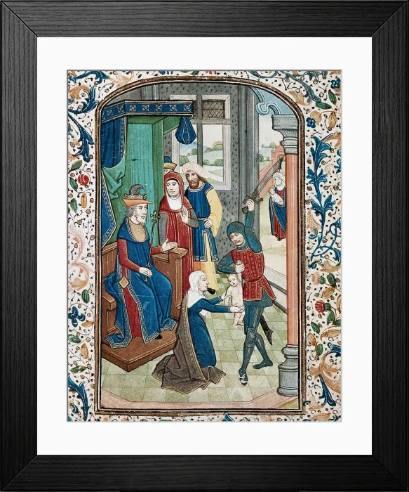 Framed Print : SOLOMON ( -931 BC). King of the Jews from 970 to 931 BC. The Judgment of Solomon. Two women claim to be the mother of the same child. Book of Hours of Leonor de la Vega Framed Print : SOLOMON ( -931 BC). King of the Jews from 970 to 931 BC. The Judgment of Solomon. Two women claim to be the mother of the same child. Book of Hours of Leonor de la Vega