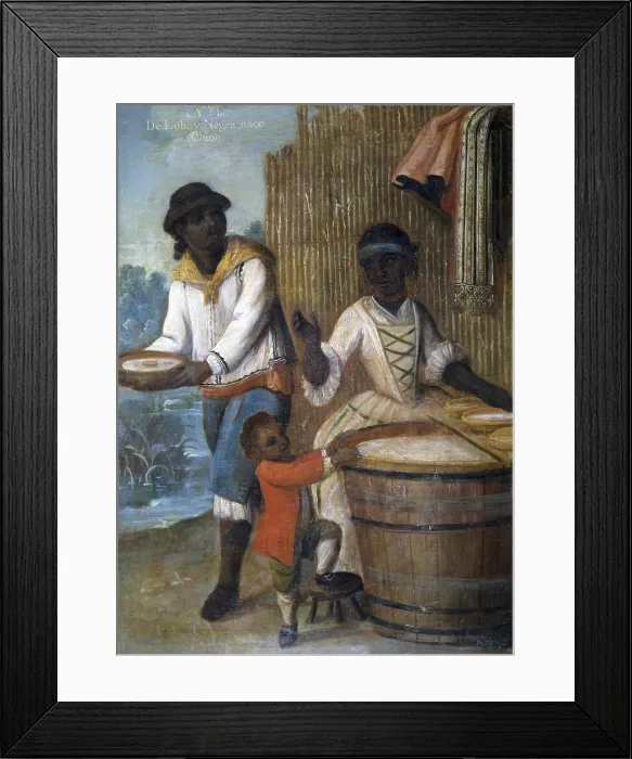 Framed Print : ISLAS, Andres de (18th c.). From Wolf and Black: Chinese. 1774. Painting num. 10. Casta paintings. Mexican school. Colonial baroque. Oil on canvas. SPAIN. Madrid