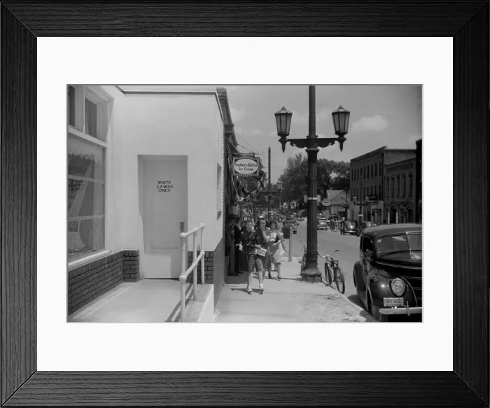 Framed Print : White Ladies Only sign on a public restroom on in Durham, North Carolina. May 1940 Framed Print : White Ladies Only sign on a public restroom on in Durham, North Carolina. May 1940