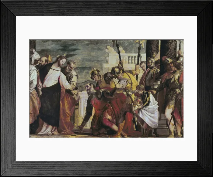 Framed Print : VERONESE, Paolo Caliari, called Paolo (1528-1588). Jesus and the Centurion. ca. 1507 - ca. 1575. This painting referrs to chapter 8 from St