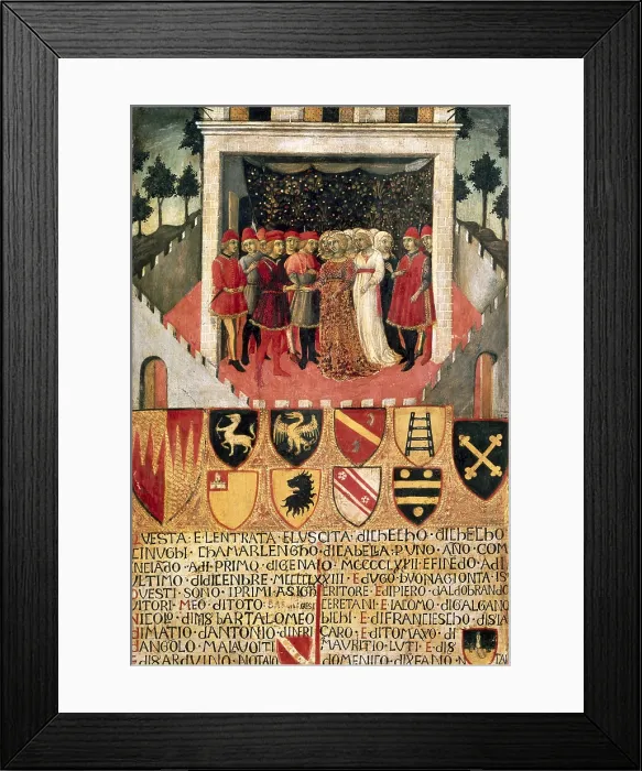 Framed Print : SANO di PIETRO, Ansano di Pietro di Mencio, called (1406-1481). Noble wedding. 1472. Renaissance art. Quattrocento. Oil on wood. ITALY. Siena Framed Print : SANO di PIETRO, Ansano di Pietro di Mencio, called (1406-1481). Noble wedding. 1472. Renaissance art. Quattrocento. Oil on wood. ITALY. Siena