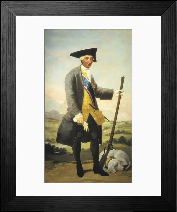 Framed Print : GOYA Y LUCIENTES, Francisco de (1746-1828). King Chalres III as a Huntsman. 1787. Oil on canvas. SPAIN. Madrid. Prado Museum