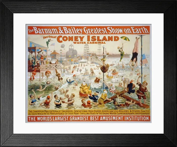 Framed Print : Barnum and Bailey's Great Coney Island Water Carnival at Coney Island, New York Framed Print : Barnum and Bailey's Great Coney Island Water Carnival at Coney Island, New York