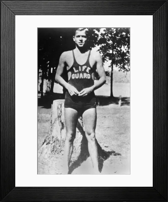 Framed Print : 16 year old Ronald Reagan as a young Lifeguard Lowell Park Illinois. Ca. 1927. PO-USP-Reagan-Youth_NA-12-0057M Framed Print : 16 year old Ronald Reagan as a young Lifeguard Lowell Park Illinois. Ca. 1927. PO-USP-Reagan-Youth_NA-12-0057M