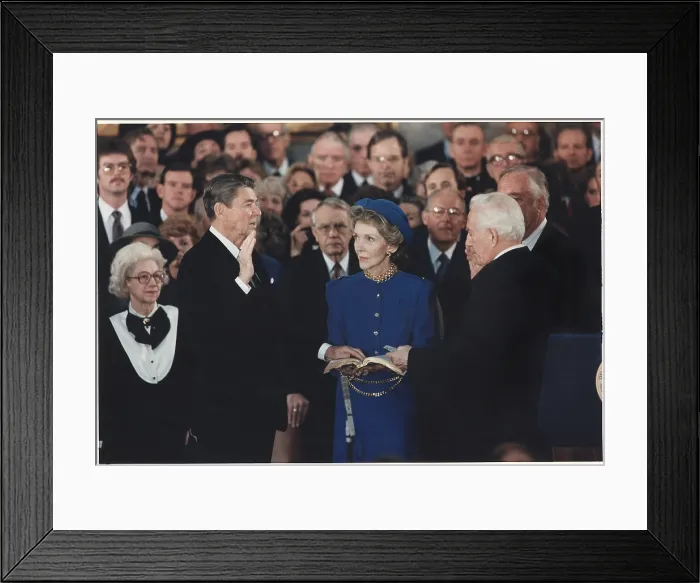 Framed Print : President Reagan was sworn in on Inaugural Day inside the U.S. Capitol because of dangerously cold weather Framed Print : President Reagan was sworn in on Inaugural Day inside the U.S. Capitol because of dangerously cold weather