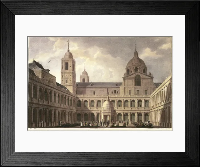 Framed Print : Royal Monastery of San Lorenzo de El Escorial (19th c.). Litography. SPAIN. Reus. Salvador Vilaseca Regional Museum